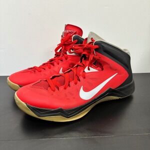 Nike Hyperquickness Basketball Shoes Red Black Sneakers Mens 13‎ 599519 -602